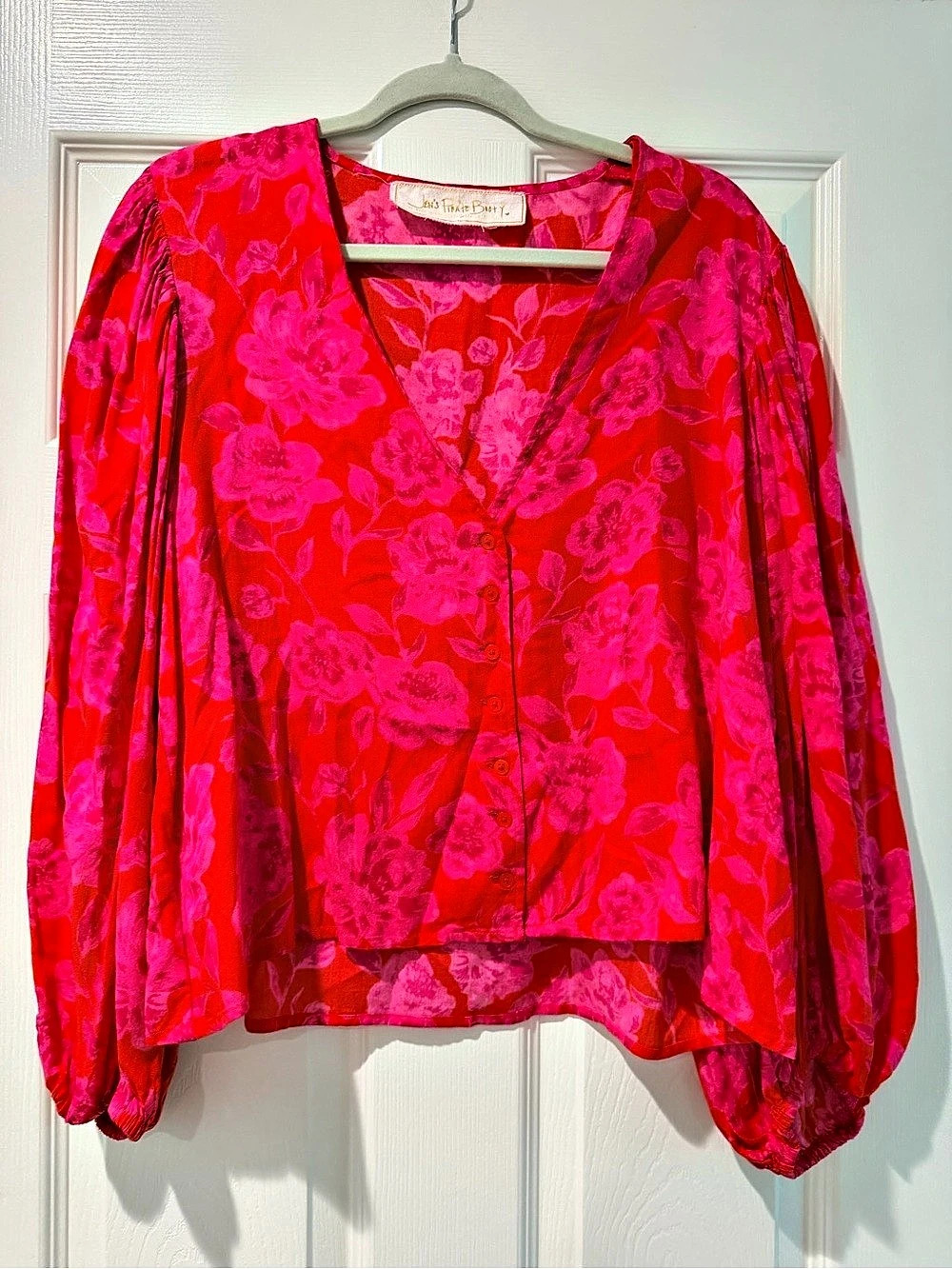 Jen’s Pirate Booty Floral Blouse in Pink & Red
